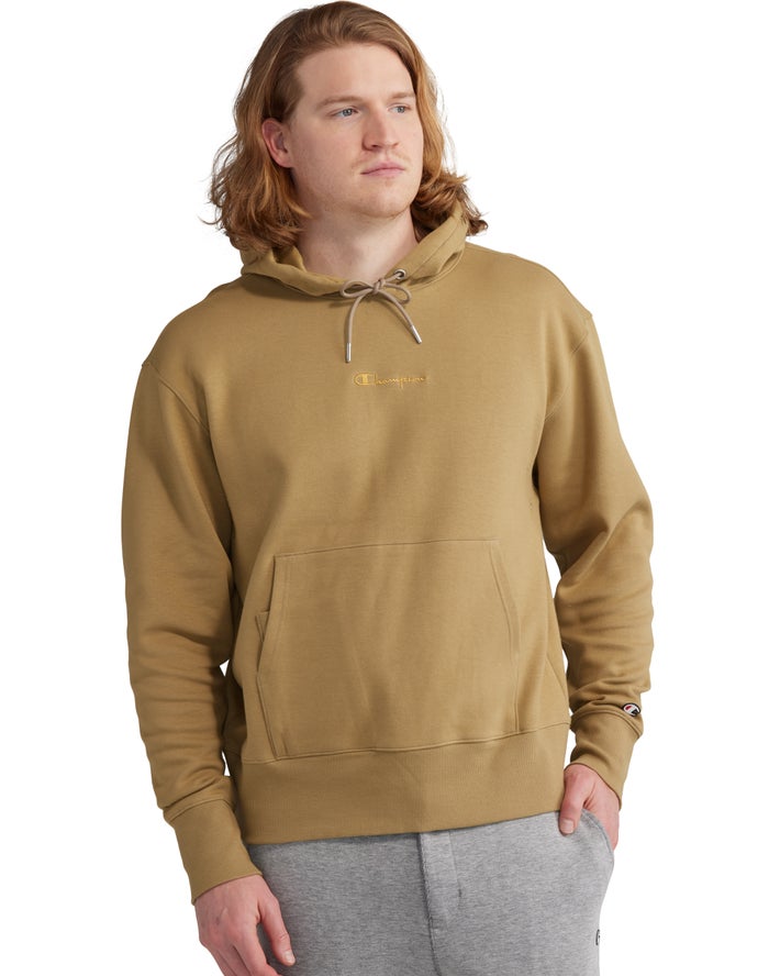 Sudadera Con Capucha Champion Hombre - Tech Weave Script Logo ( Kaki ) 4908351-FE